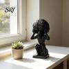3D Printed Desktop Art 3D-Printed Figurine Small Holding Brain Man Sculpture High-end Desk for Living Room Bedroom Office Shelf Decor Cerebral Styling