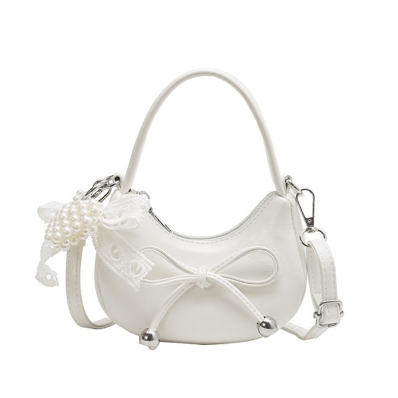 Single Purse Bow Shoulder Crossbody Bag With Pearl Pendant For Fashion Daily