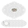 Set of 6 Polyester Oval Placemats 18x12 Inch Vintage Retro Lace Pattern Non-Slip Washable Table Mats for Indoor Outdoor Dining White