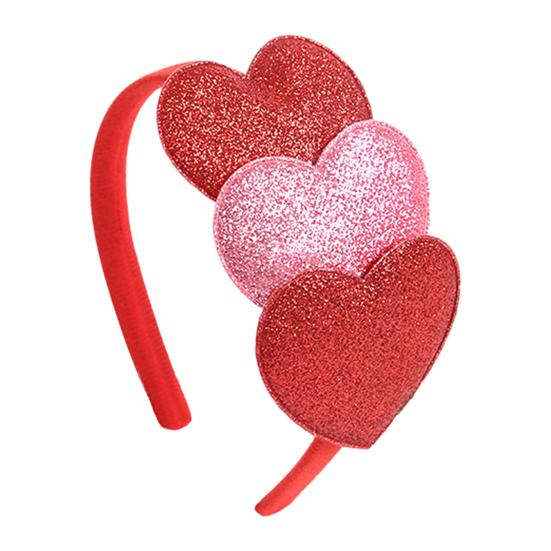 Повязка на голову на День святого Валентина, блестящая, красная, розовая, с сердечком, повязка для волос, блестящая, милая, аксессуары для волос на уши для Валентина