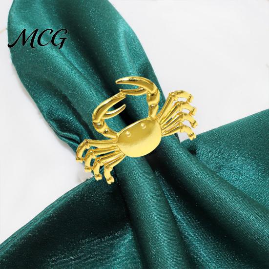 Fade Resistant Napkin Rings Crab Ring, Reusable Metal Holder, Coastal Sea Life Holder for Summer Gatherings Beach House Parties Wedding Decor