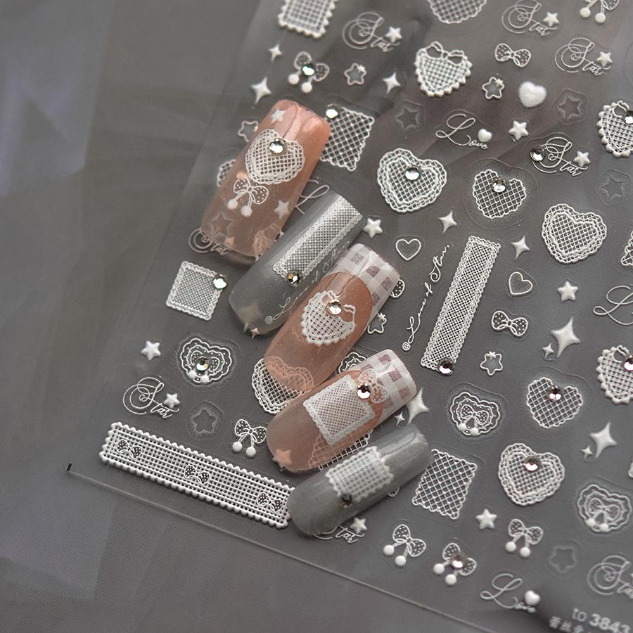 Bright Crystal Lace Love Nail Art Sticker DIY Making Creative Decorative Stickers