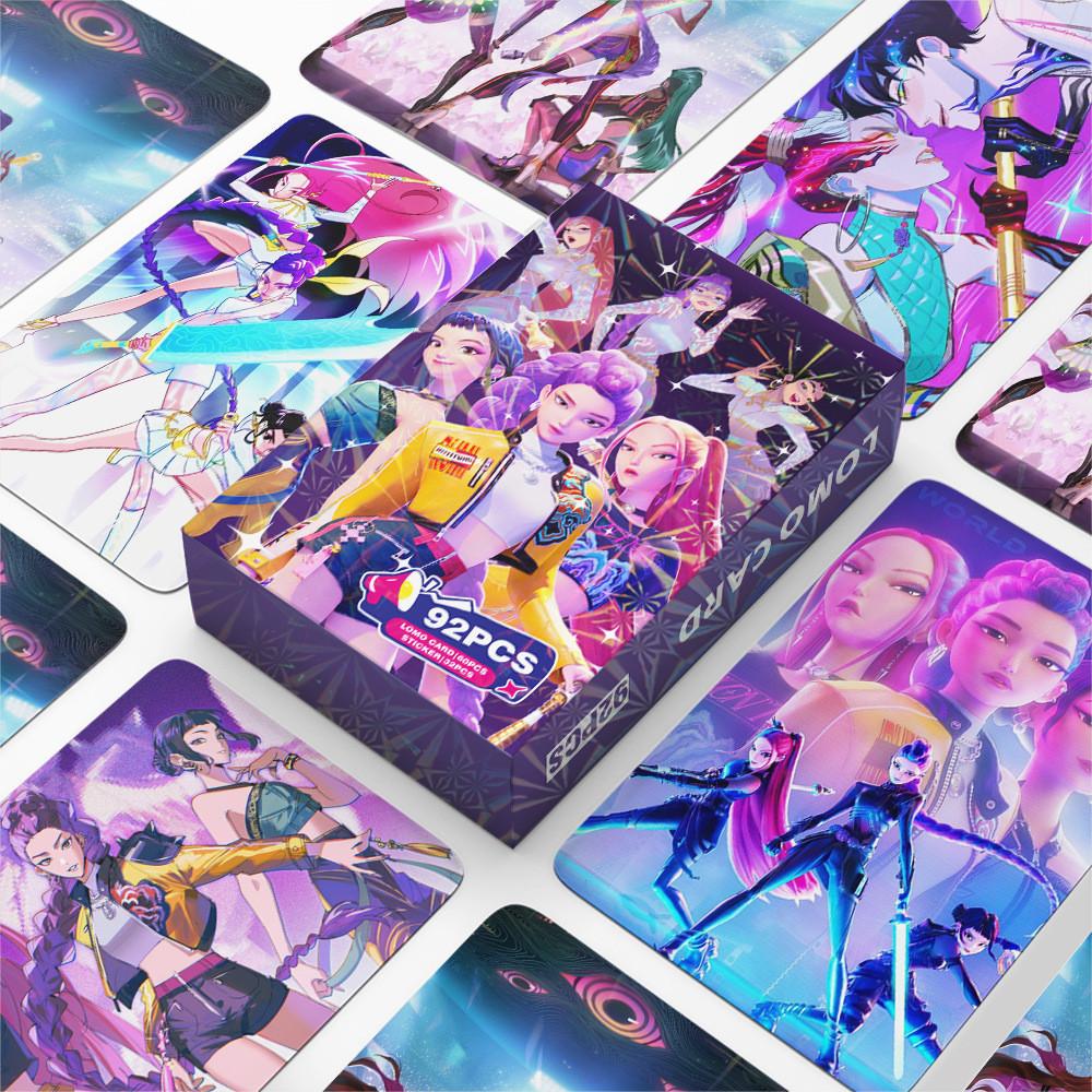 55pcs K-POP Demon Hunters Holographic Cards Set - HUNTR/X Boy Girl Group Laser Photocards, Anime Collectible Trading Game Cards,