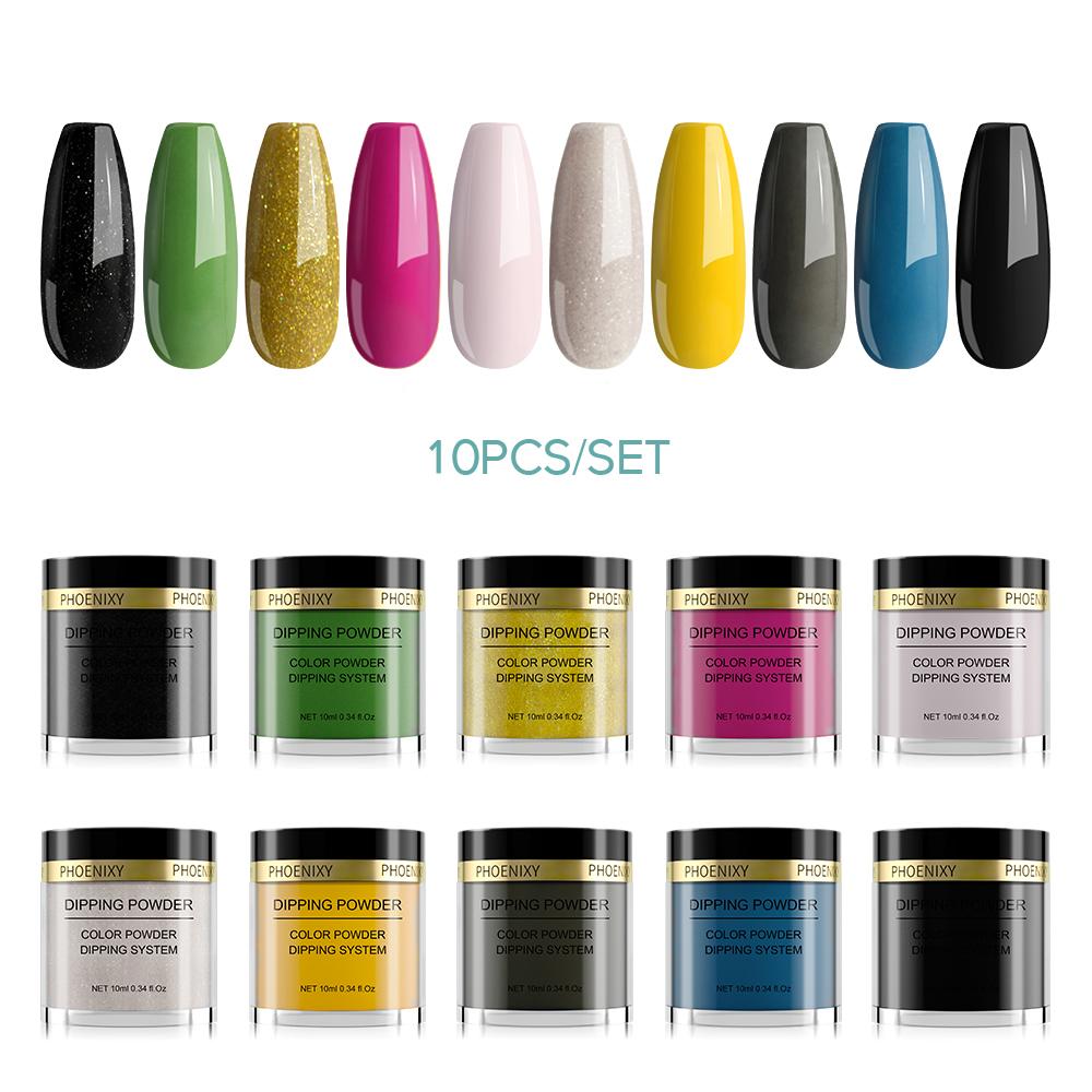 PHOENIXY, 10 г, набор пудры для ногтей, натуральная сухая голографическая система для погружения ногтей, сила