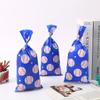 50pcs Flat Mouth Tennis Baseball Pattern Candy Bag Blue White Cellophane Taping Chocolate Biscuit Gift Bag Halloween Decorations