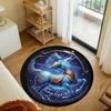 Sagittarius Zodiac Sign Centaur Archer Bow Arrow Constellation Nebula Blue Pattern Holiday Luxury Round Mat Area Rug Home Decor