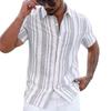 Men's Blue & White Vertical Stripe Short Sleeve Shirt