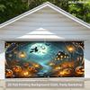 1 piece of 2D background banner, mysterious night pumpkin and witch garage fabric, suitable for home, outdoor use.zyc