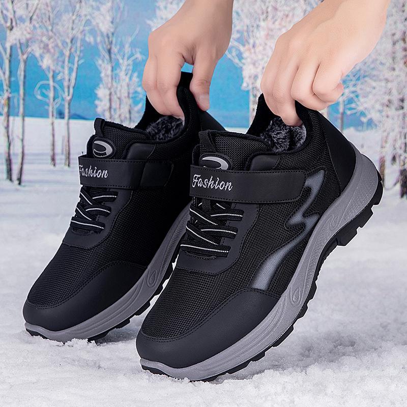 Fleece warm medium waterproof and non-slip cotton shoes winter outdoor wear-resistant lightweight snow boots high-top cold-resistant men's shoes