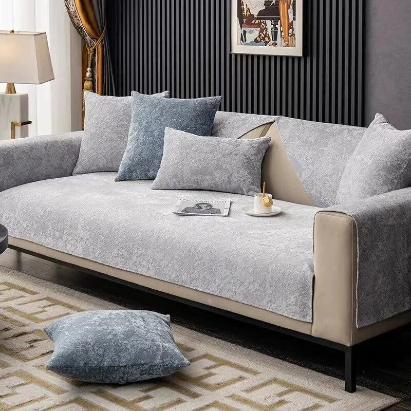 Утолщенный рельефный плюшевый чехол для дивана, универсальный нескользящий коврик для дивана, зимний теплый мягкий диван-полотенце, подушка для дивана для гостиной, домашний декор