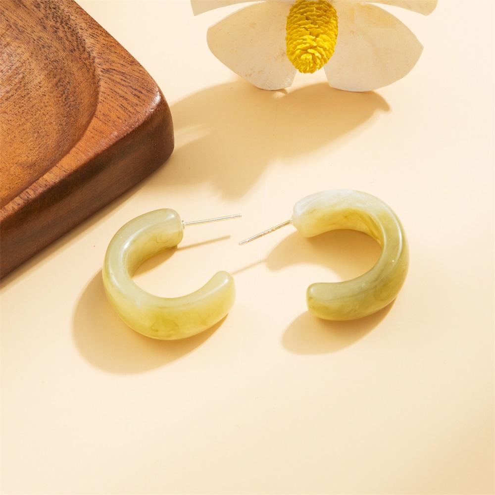Темпераментные ретро-серьги-гвоздики из смолы C-образной формы, геометрические серьги, нежные модные простые серьги
