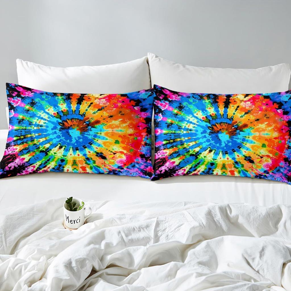 Color tie-dye swirl pattern bed hat four-piece bedding set bedroom dormitory bedding decoration