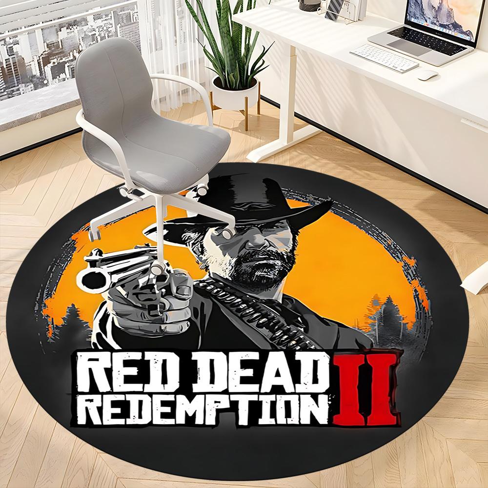 1 шт. Круглый ковер Red Dead Redemption II для офиса, коврик для помещений, подходит для офиса, спальни, гостиной, домашнего декора, декор комнаты a0926037