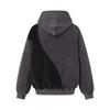 Mens Oversized Hoodie With Vintage Washed Distressed Patchwork Design Loose Fit Cotton-Poly Blend Fall Sweatshirt
