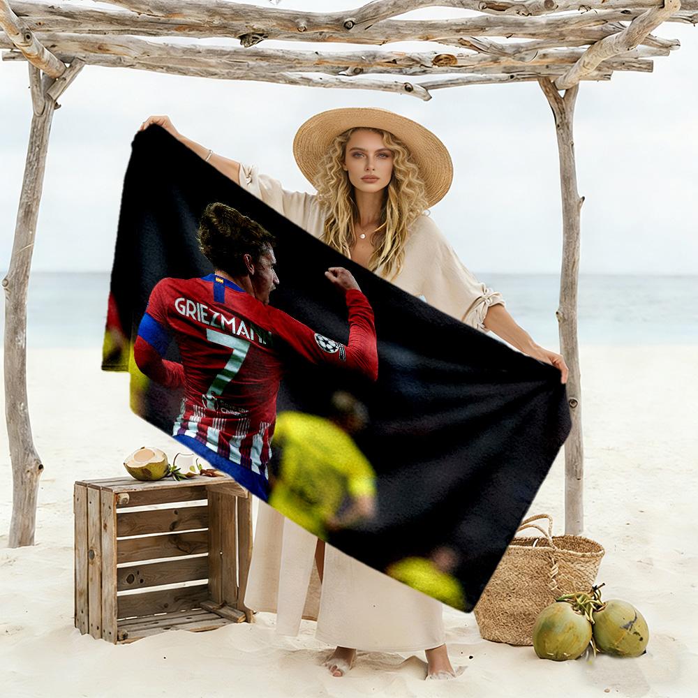 Atletico Madrid's Player Action Beach Towel Soft Durable Quick-Dry Comfortable Lightweight Suitable for Swimming, Gym, Camping, Yoga Vacation