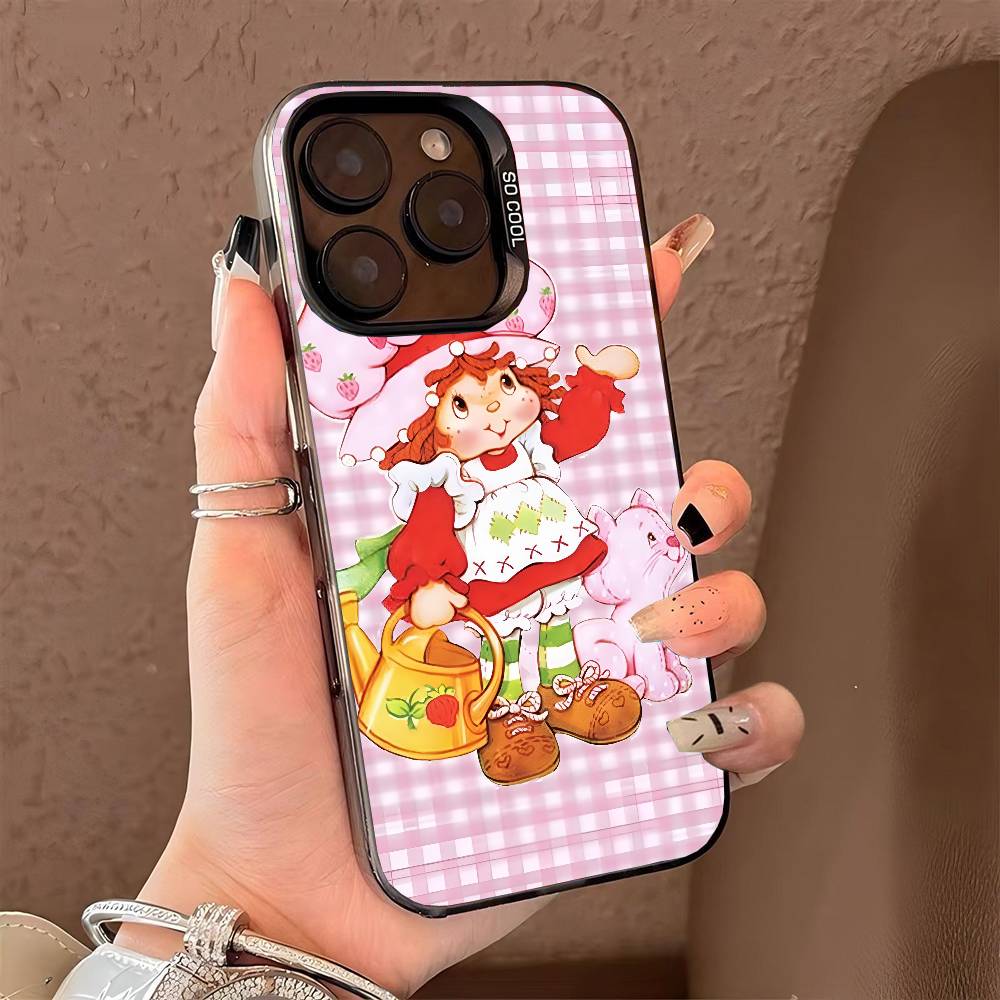 Чехол для телефона Клубничный Ш-Шорткейк для iPhone 17 17Air 16 15 14 13 12 11 Pro Max Plus Цветной Серебристый