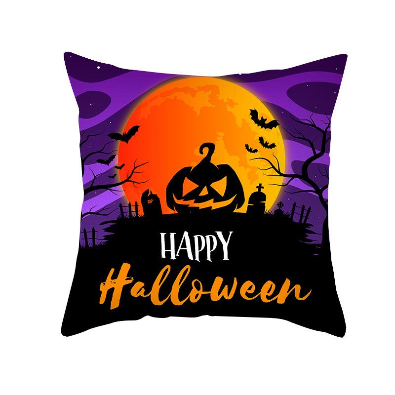 Halloween Cartoon Skull Spider Demon Bat Decorative Pattern Pillow Case Bedroom Living Room Sofa Cinema Garden Throw Pillow Case