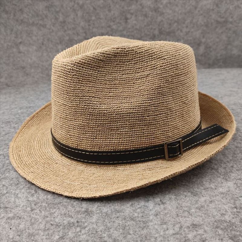 Fine raffia hand-woven straw hat French top hat British style jazz hat summer shade soft foldable men