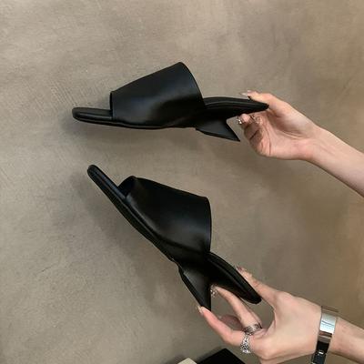 Мода Новинка 2025 Мода Квадратный Носок Женские Клинья Тапочки Обувь Женские Клинья Обувь Тапочки на Каблуке Сандалии Шлепанцы Обувь Для Женщин