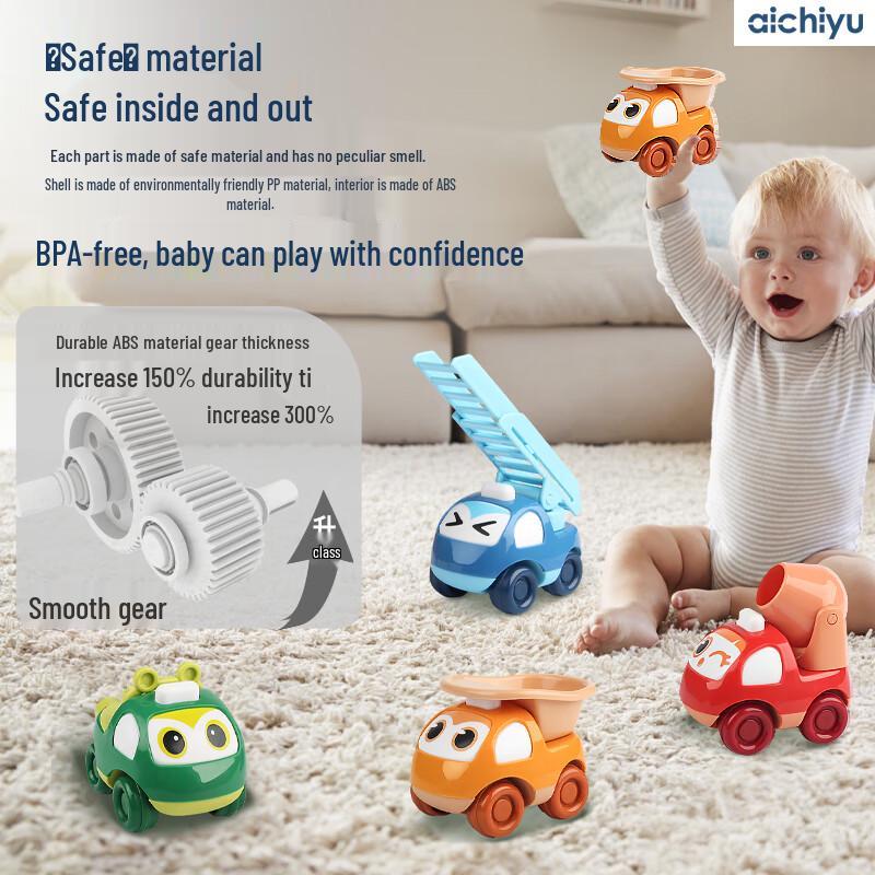 Набор из 4 игрушечных машинок-инженерных машин с инерционным механизмом