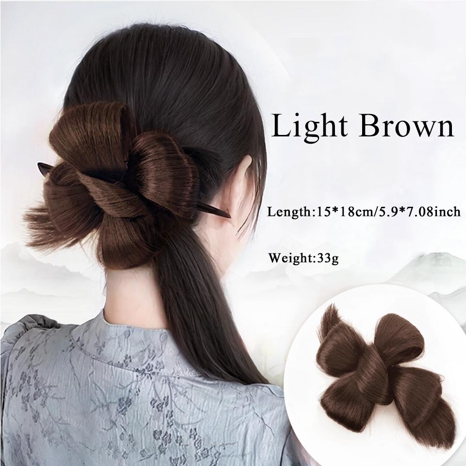 Synthetic Maruki Head Wig Circle New Chinese Style Bride's Curled Hair Bun Clip In the Hair and Ponytail Ancient Style Wig Bag