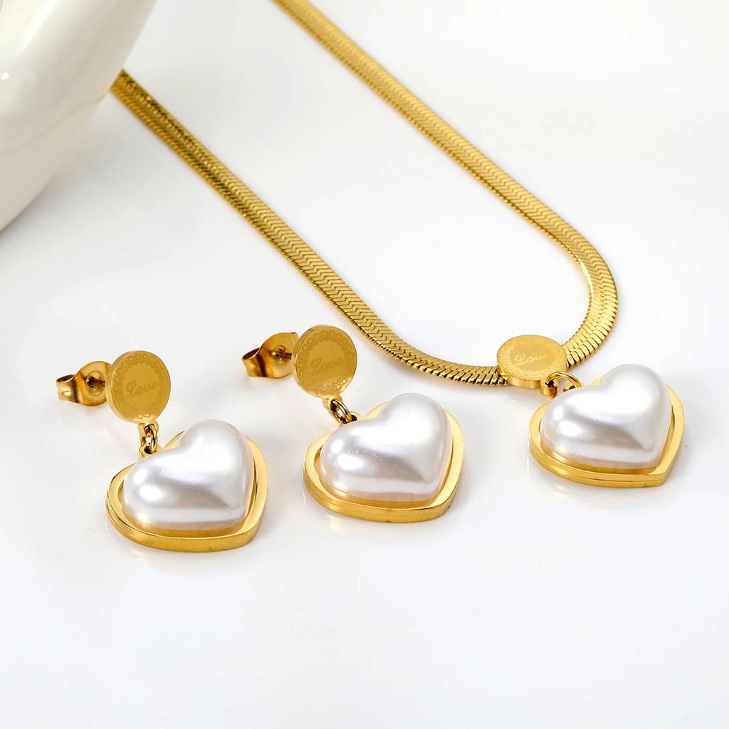 LUXUSTEEL Набор подвесок в форме сердца, ожерелье и серьги, имитация циркона, для женщин, девочек, ожерелье из нержавеющей стали, циркон, подарок