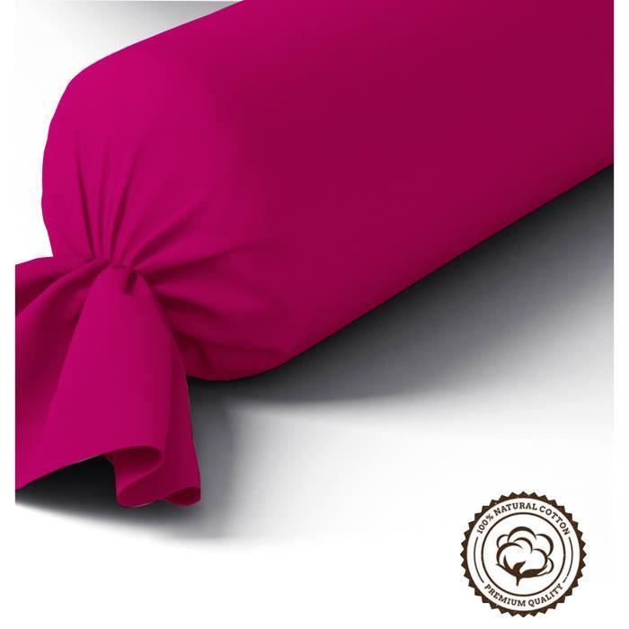 Taie de traversin - Haute Qualité - 100% coton - 45 x 185 cm - Framboise - Lavable à 40°