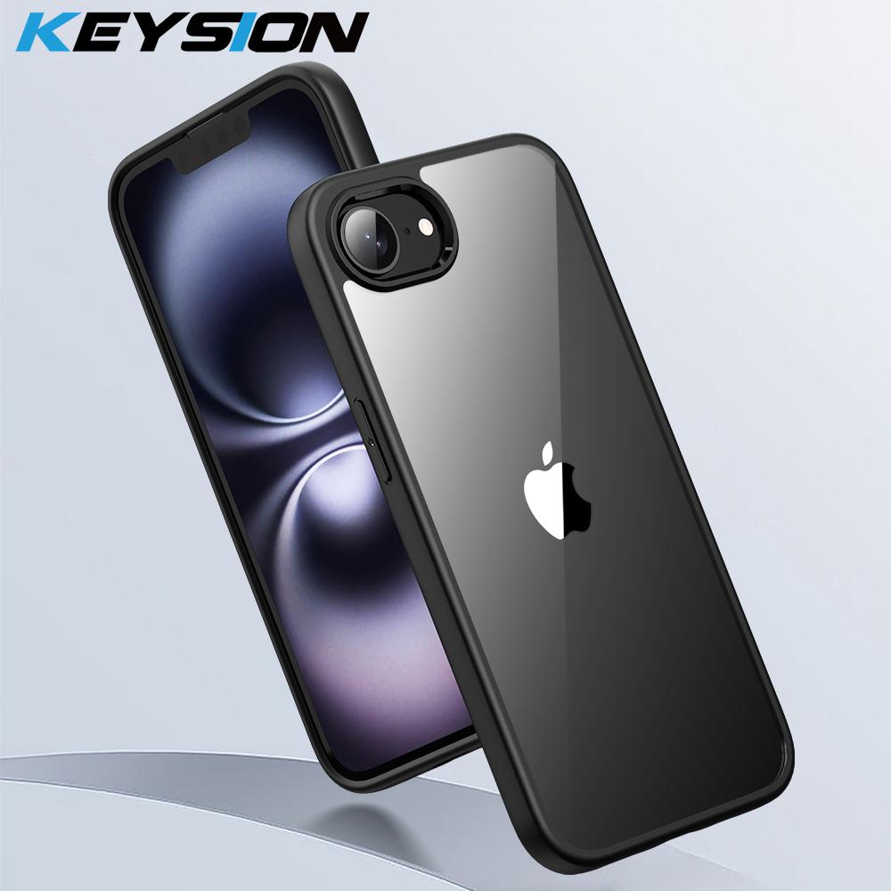 KEYSION Shockproof Clear Case for iPhone 16e Soft Silicone+PC HD Transparent Protection Phone Back Cover for iPhone 16e 2025