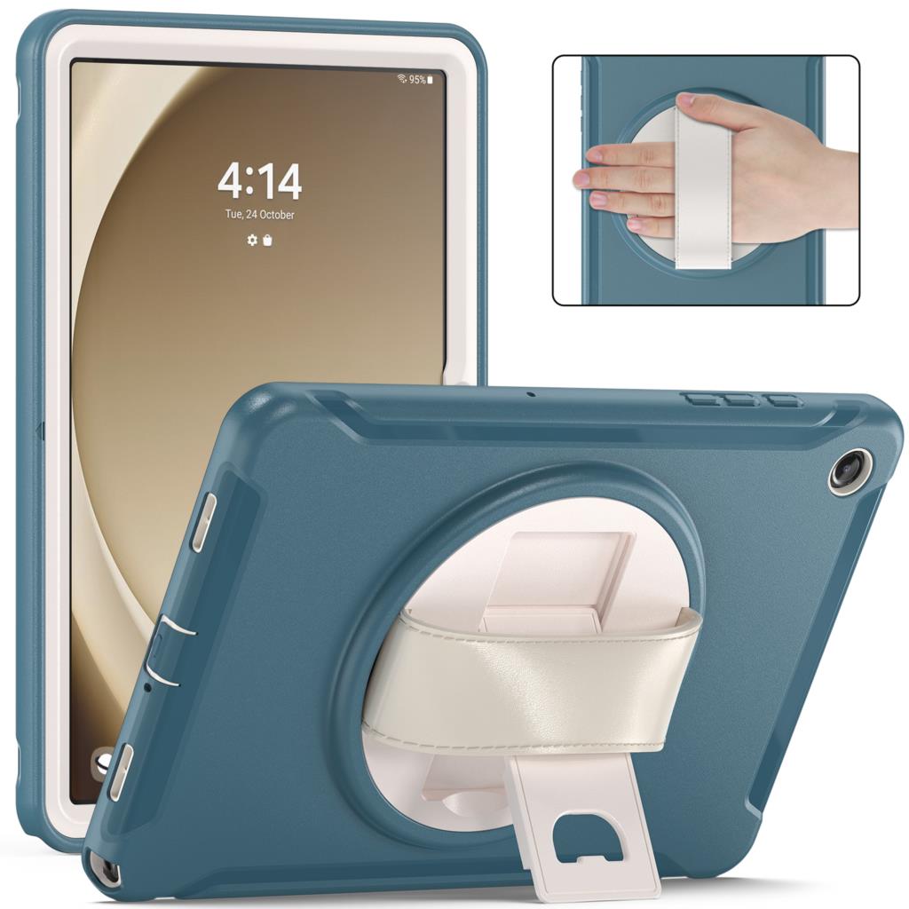 Чехол с ремешком на руку для Samsung Galaxy Tab A9 SM-X110 X115 X117 A9 Plus X210 X216 X218, 360-градусная вращающаяся обложка, 3-слойная защита Funda