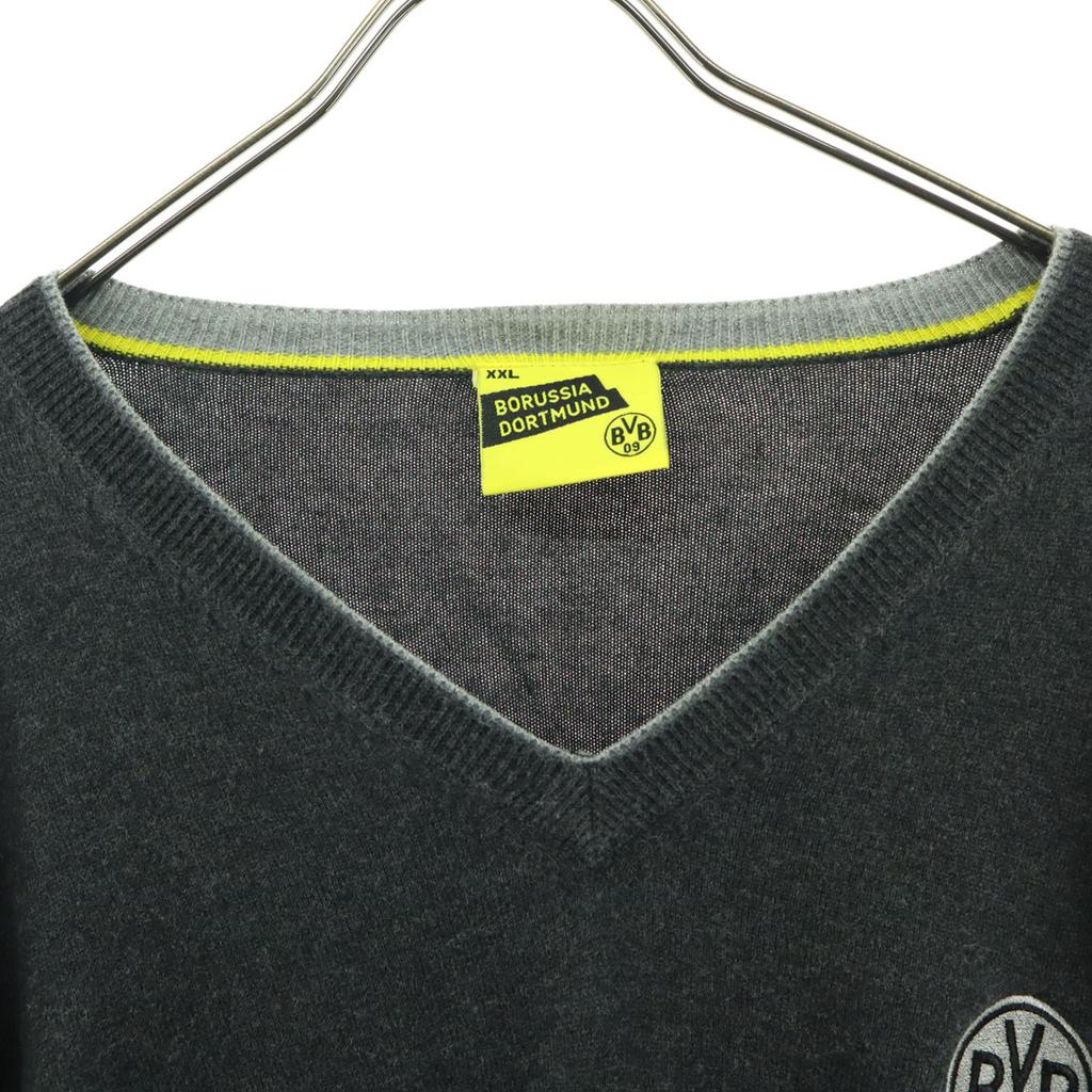 BORUSSIA DORTMUND Elbow Patch One Point Embroidery Football Long Sleeve V Neck Knit Men's Used