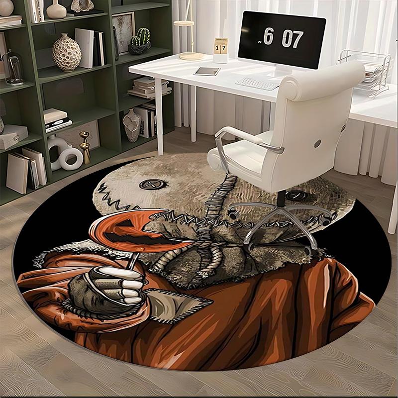 Horror Mask,Halloween Prop Chair mat Round Rug Office carpet, Non slip, Suitable for Living Rooms, Bedrooms,Decor1205836a