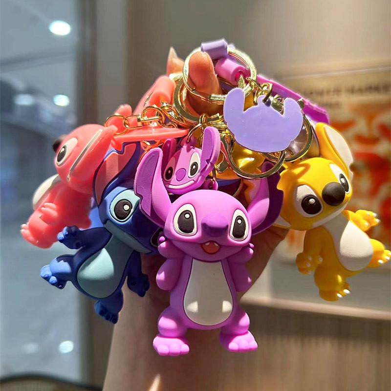Adorable Cartoon Stitch Keychain Cute Silicone Bag Charm Creative Car Key Ring