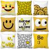 Утолщенная плюшевая наволочка с улыбающимся лицом, цифровая печать, подушка-эмодзи, диванная подушка, смешная, милая