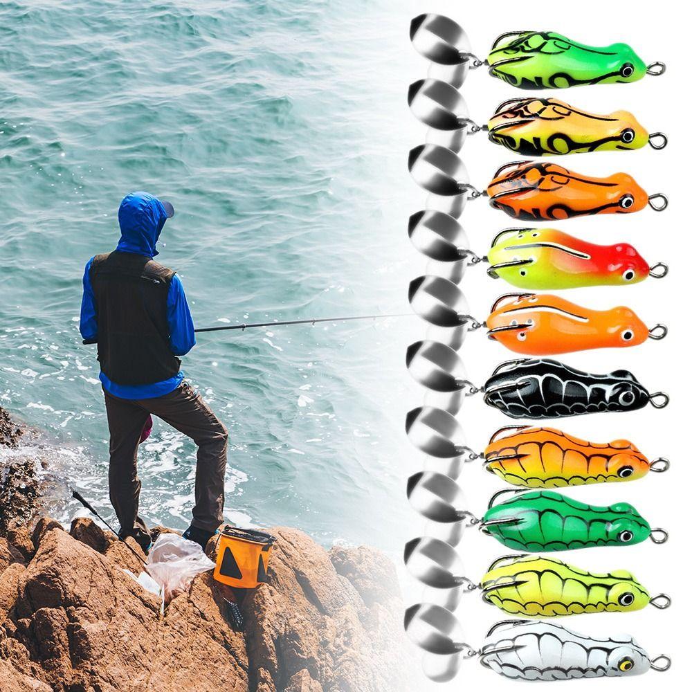5Pcs/Box Double Spinner Fishing Lure 5cm 6.8g Frog Bait Portable Fishing Bait Freshwater Fishing