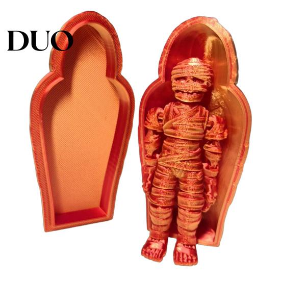 Trendy Room Decor 3D Printed Pharaoh Sarcophagus Mummy Set, Articulated Figurine with Atmospheric Scene Layout Storage Case, Collectible Ancient
