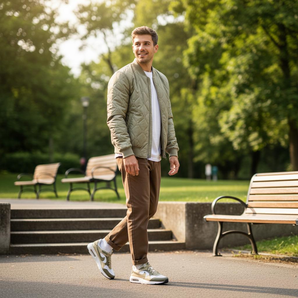 Nike Air Max SC Нейтральный оливковый Светло-бежевый Мужские кроссовки Зеленый Средне-оливковый FQ6015-200