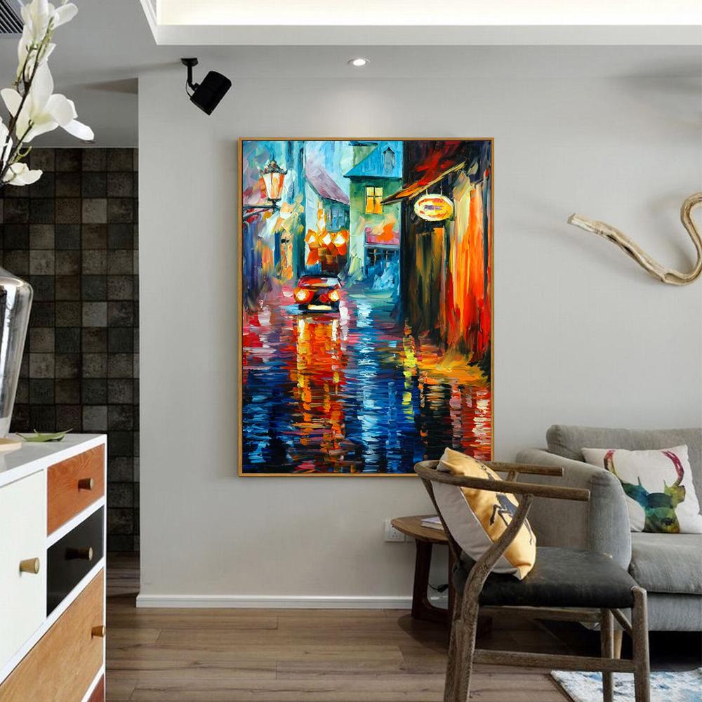 Nordic Landscape Oil Painting Water City Watercolor Art Canvas Painting Living Room Corridor Office Home Decoration Mural No Frame