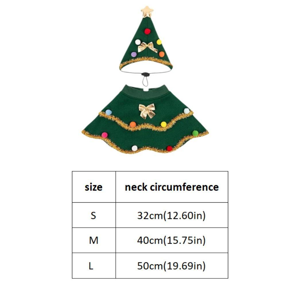 Cartoon Christmas Dog Cape Adjustable Polyester Pet Cloak Unique Christmas Tree Design Pet Christmas Clothing