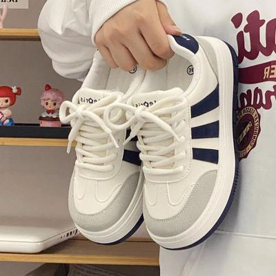 Женские белые туфли осенние толстые нижние ниши дизайн повседневные кроссовки с круглым носком Bread Shoes