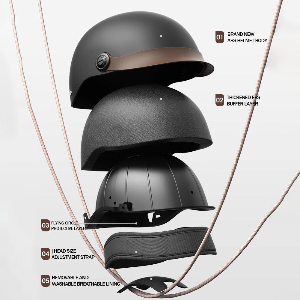 Retro Half Helmet Male Battery Electric Locomotive Classic Helmet Vehicle Helmet Seasons General Four Motorcycle Safety Ele K1N4