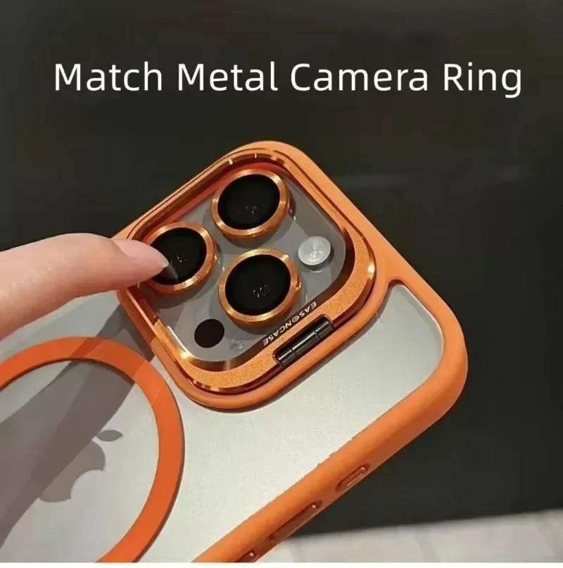 Для iPhone 17 Pro Max Роскошный Магнитный Ударопрочный Чехол Для iPhone 15 14 13 12 16 Pro Max Magsafe С подставкой Защитная крышка для стеклянной линзы