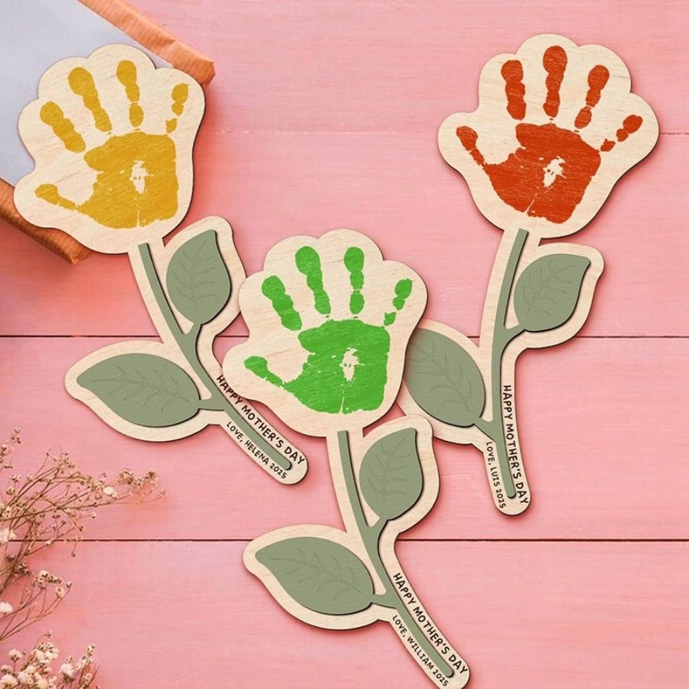 Ornament Mother's Day Plaque Decoration Flower Table Decor DIY Handprint Sign Shower Gift