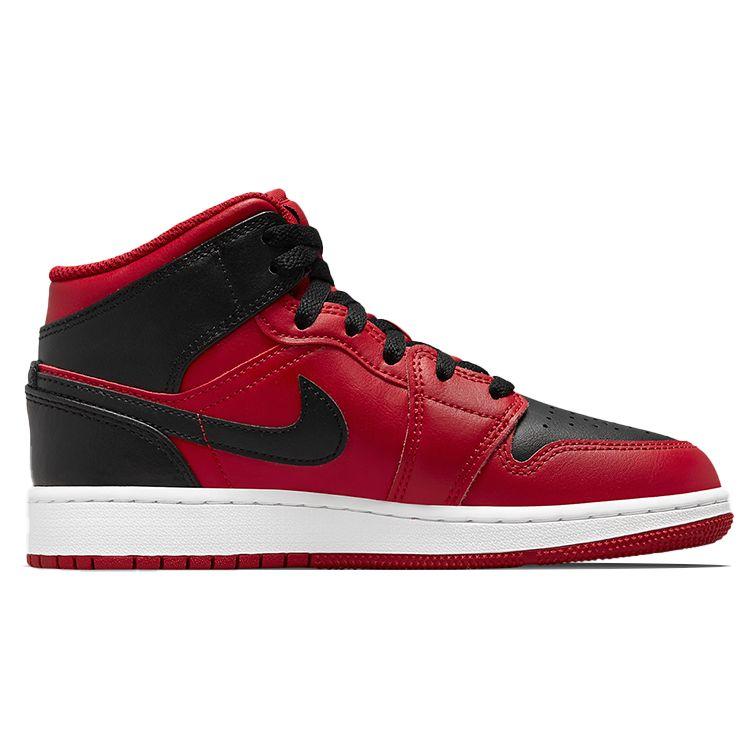Кроссовки Air Jordan 1 Mid GS Reverse Bred Kids Gym-красные черные белые 554725-660