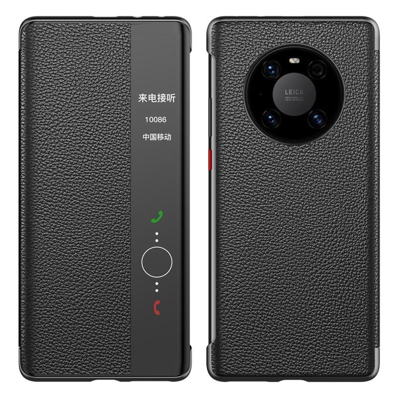 Genuine Leather Flip Case With Smart Window Mate 40 Pro P40 30 Series Business Style