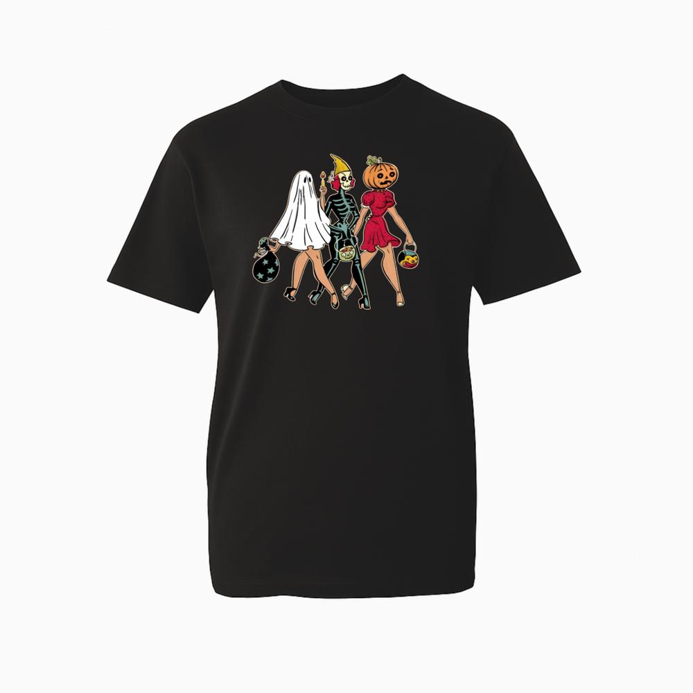 Spooky Girls Night Out TShirt Vintage Art Halloween Pumpkin Unisex Gift TTop