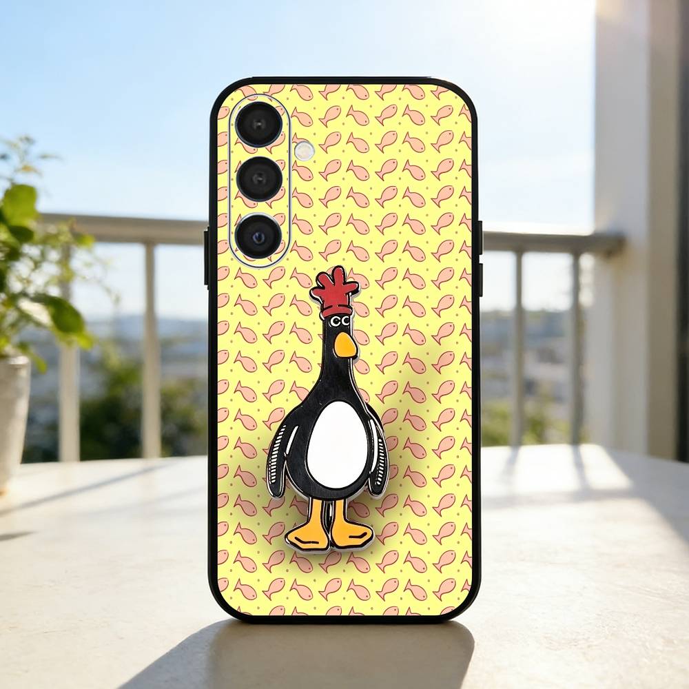 Cute Retro Villain Penguin Phone Case For Samsung A73,72,71,53,52,51,22,91,80, Soft Black Cover