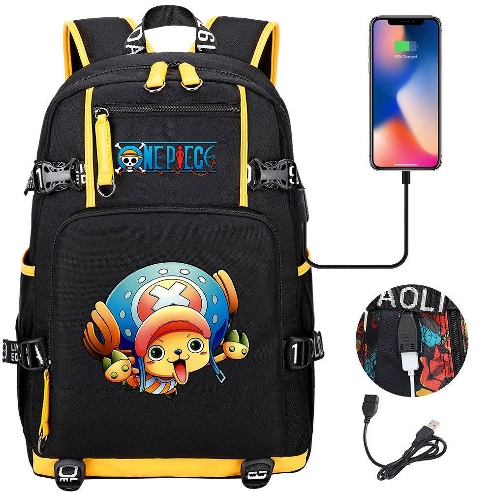 Anime Print USB Backpack Large Capacity Youth Student Bookbag Casual Travel Daypack
