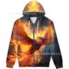 Mens Oversized Hooded Zip-Up Sweatshirt With Realistic 3D Digital Print Casual Long Sleeve Pullover