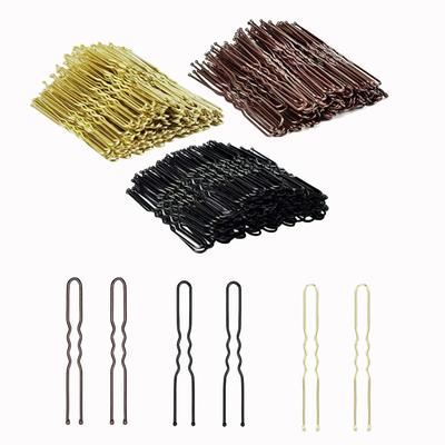 Базовая U-образная металлическая заколка для волос с золотисто-коричневым покрытием, невидимка для укладки волос, салонные аксессуары для волос, надежная фиксация волос для пучка