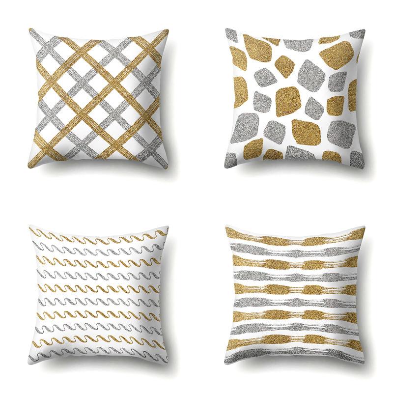 Polyester Pillow Case Decoration Home Gilt Printing Pillow Case Waist Cushion Cover Car Cushion Head Cushion Cover